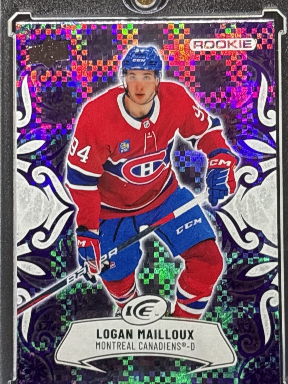 Upper Deck Logan Mailloux Montreal Canadiens Rookie Trading Card - Purple Prizm
